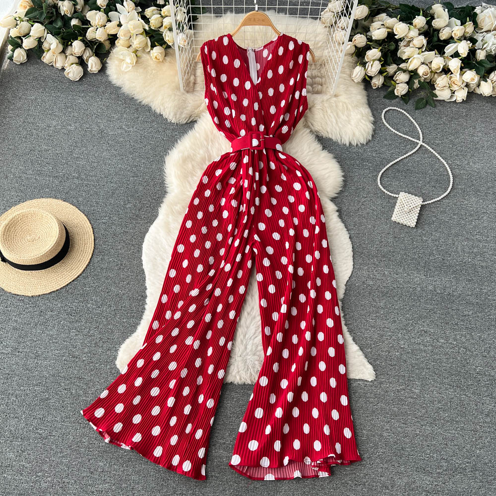 Chic Polka Dot Chiffon Jumpsuit by Elizabeth Ainsley