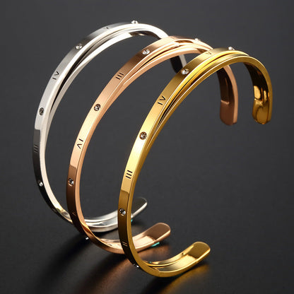 Open Cuff Bracelet with Engraved Numeral Detail