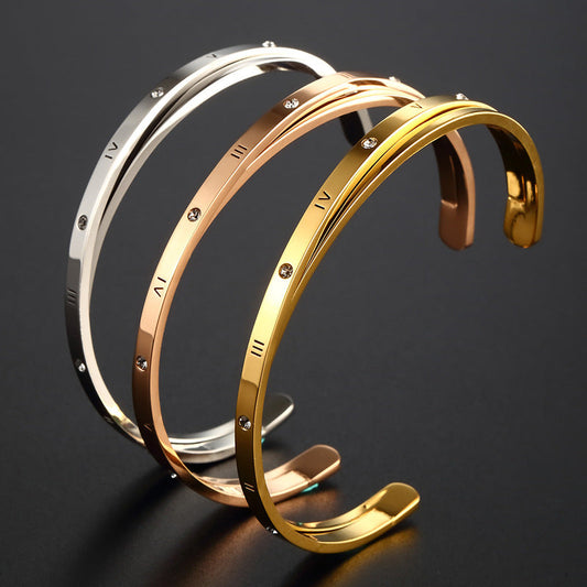 Open Cuff Bracelet with Engraved Numeral Detail