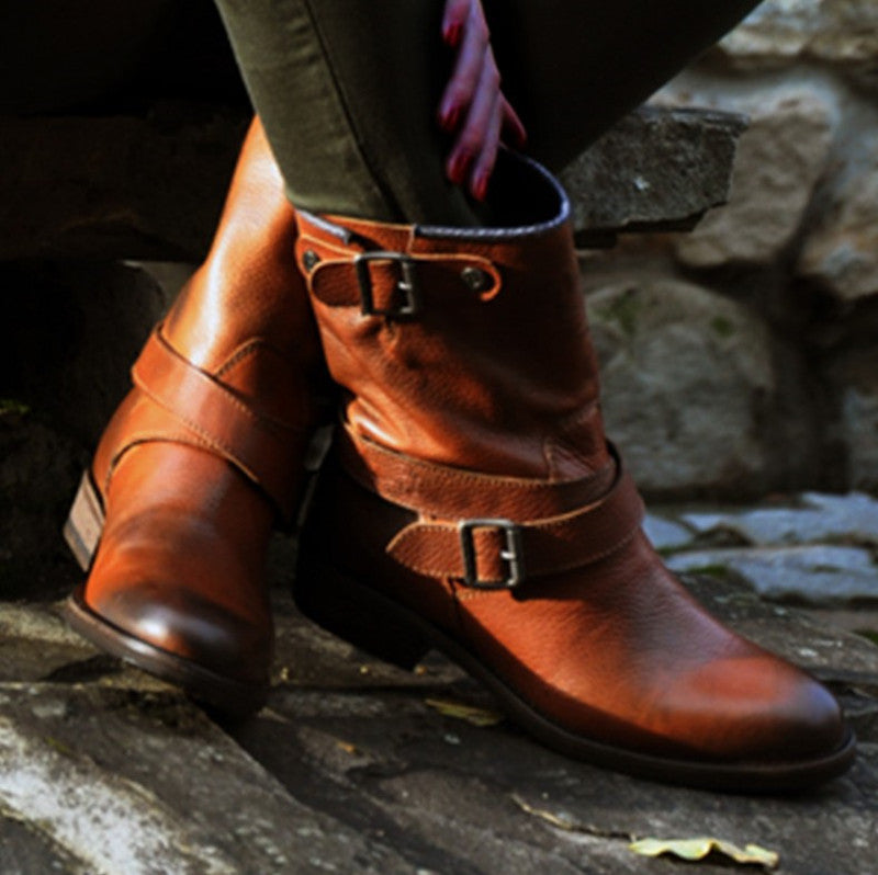 Elizabeth Ainsley Retro Leather Boots - Slip-On Support