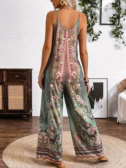Boho Floral Elizabeth Ainsley Printed Jumpsuit