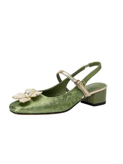 Vintage Floral Elizabeth Ainsley Square Toe Heels