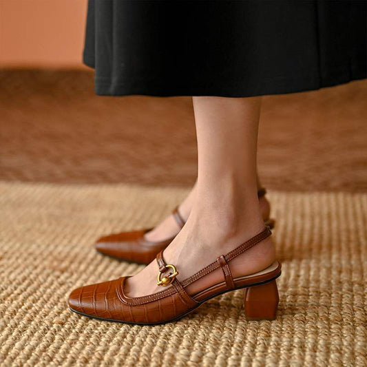 Chic Square Toe Mary Jane Heels by Elizabeth Ainsley