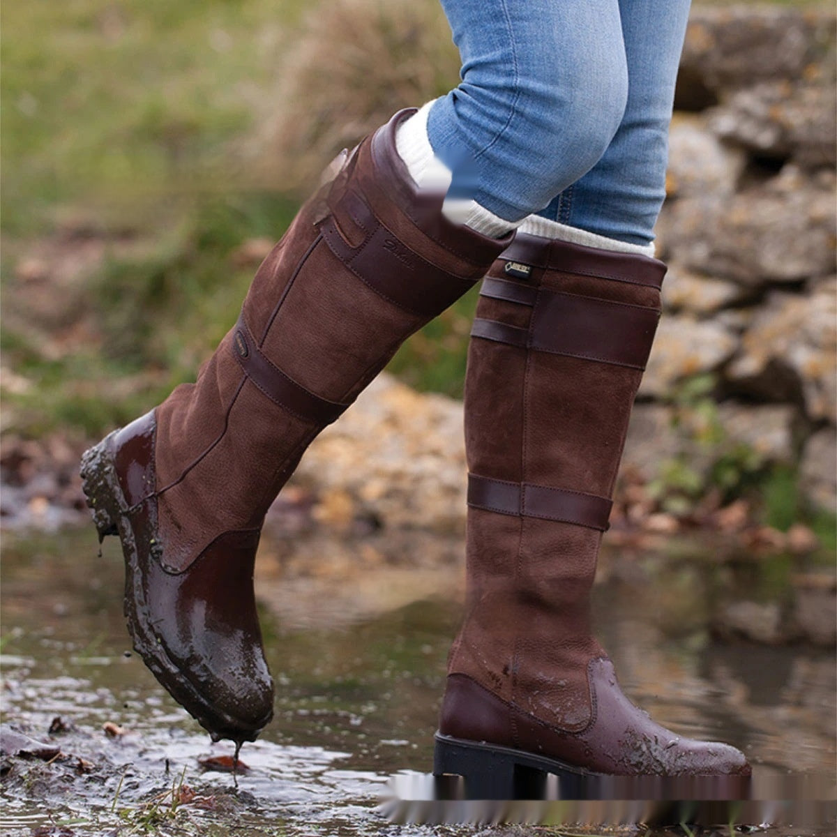 Elizabeth Ainsley Knee-High Boots - Square Heel Support