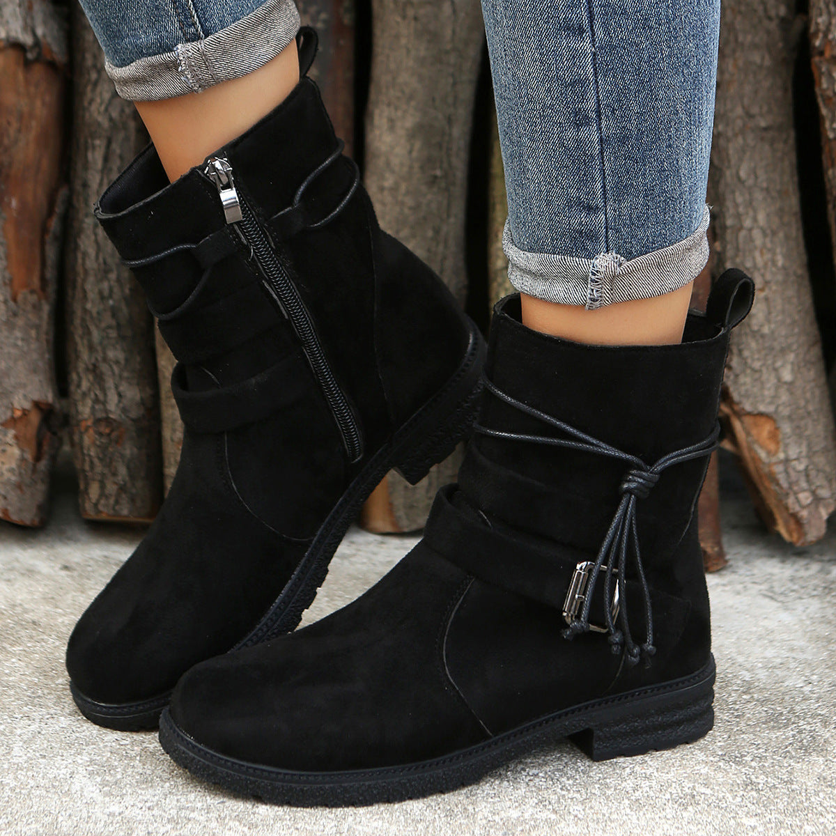 Elizabeth Ainsley Short Boots - Side Zipper, Low Heel