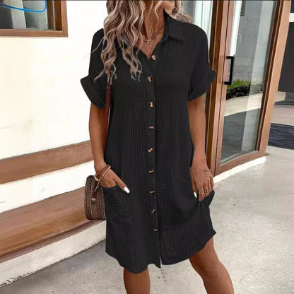 Chic Short Sleeve Shirt Dress by Elizabeth Ainsley
