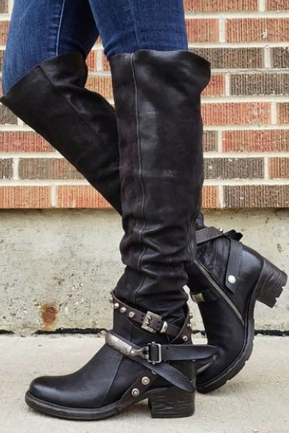 Georgia | Women’s Orthopedic Knee-High Riding Boots with Buckle Straps