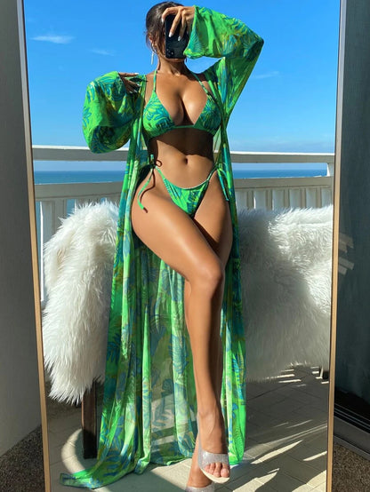Vibrant Floral Elizabeth Ainsley Long Sleeve Bikini Set