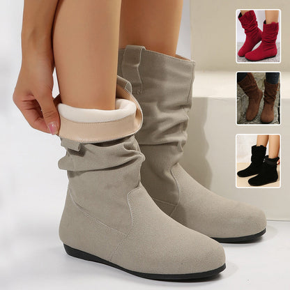 Elizabeth Ainsley Suede Mid-Calf Boots - Winter Warmth