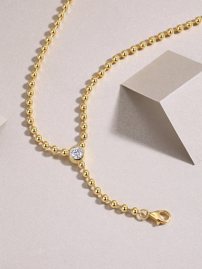 Timeless Beaded Necklace with Brilliant Gemstone Accent