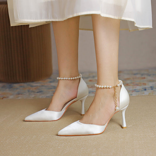 Elegant Elizabeth Ainsley Satin Tassel Stiletto Heels