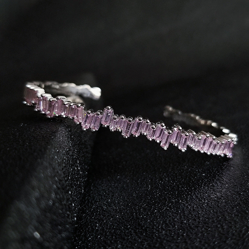 Multi-Stone Bangle Bracelet with Linear Faceted Design