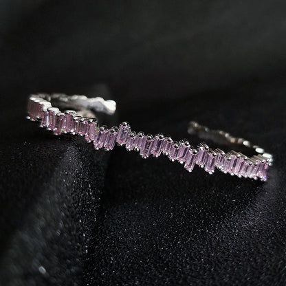 Multi-Stone Bangle Bracelet with Linear Faceted Design