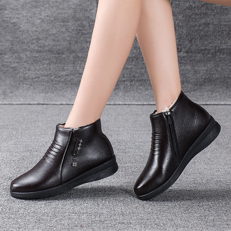 Elizabeth Ainsley Fleece-Lined Leather Shoes - Flat Comfort
