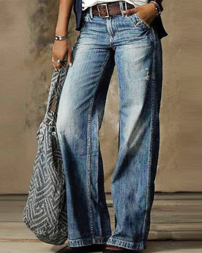 Artistic Floral Wide Leg Pants by Elizabeth Ainsley