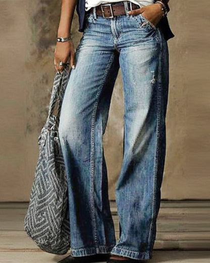Artistic Floral Wide Leg Pants by Elizabeth Ainsley