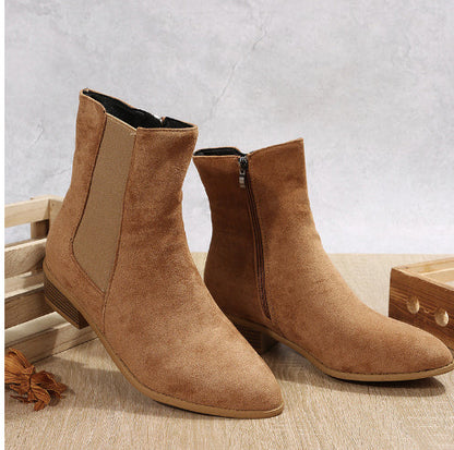 Elizabeth Ainsley Suede Ankle Boots - Thick Heel Comfort