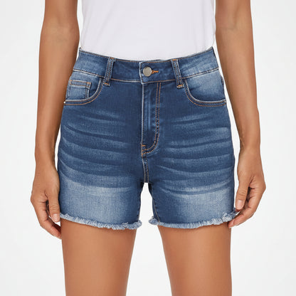 High Waist Slim Fit Denim Shorts by Elizabeth Ainsley