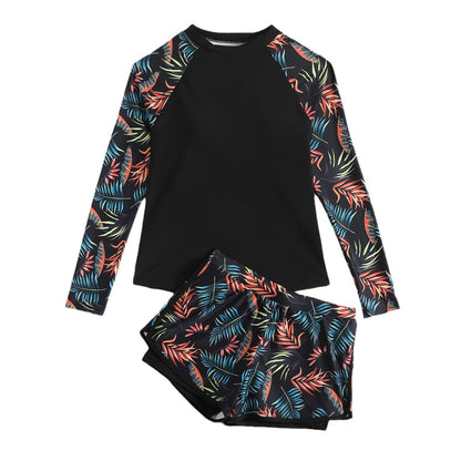 Leaf Print Elizabeth Ainsley Long Sleeve Tankini Set