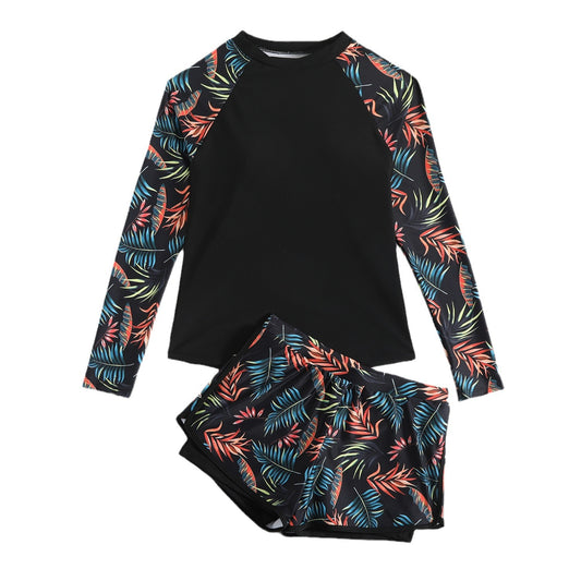 Leaf Print Elizabeth Ainsley Long Sleeve Tankini Set