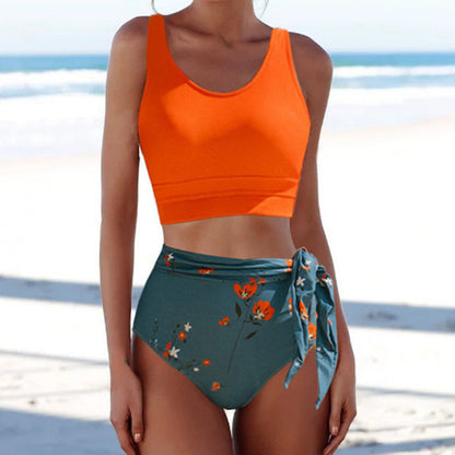Floral Print Elizabeth Ainsley Split Bikini Swimsuit