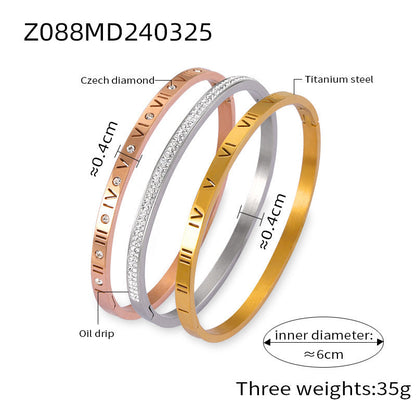 Engraved Bangle Bracelet with Refined Detail Accents