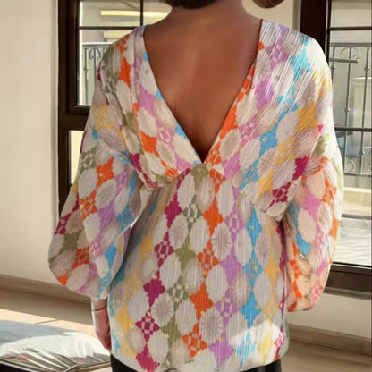 Vibrant Graffiti Print Elizabeth Ainsley Long Sleeve Shirt