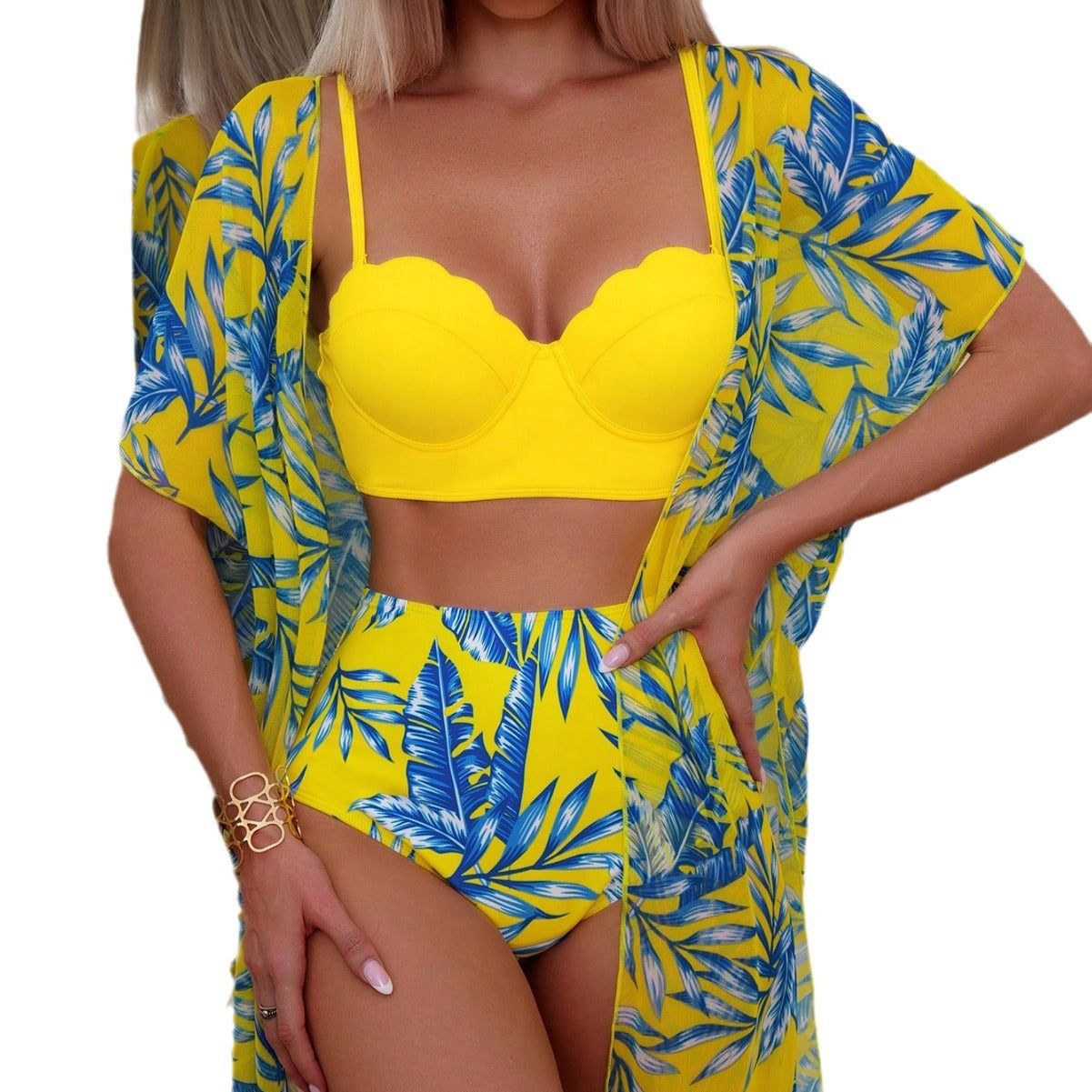 Vibrant Maple Leaf High Waist Bikini by Elizabeth Ainsley