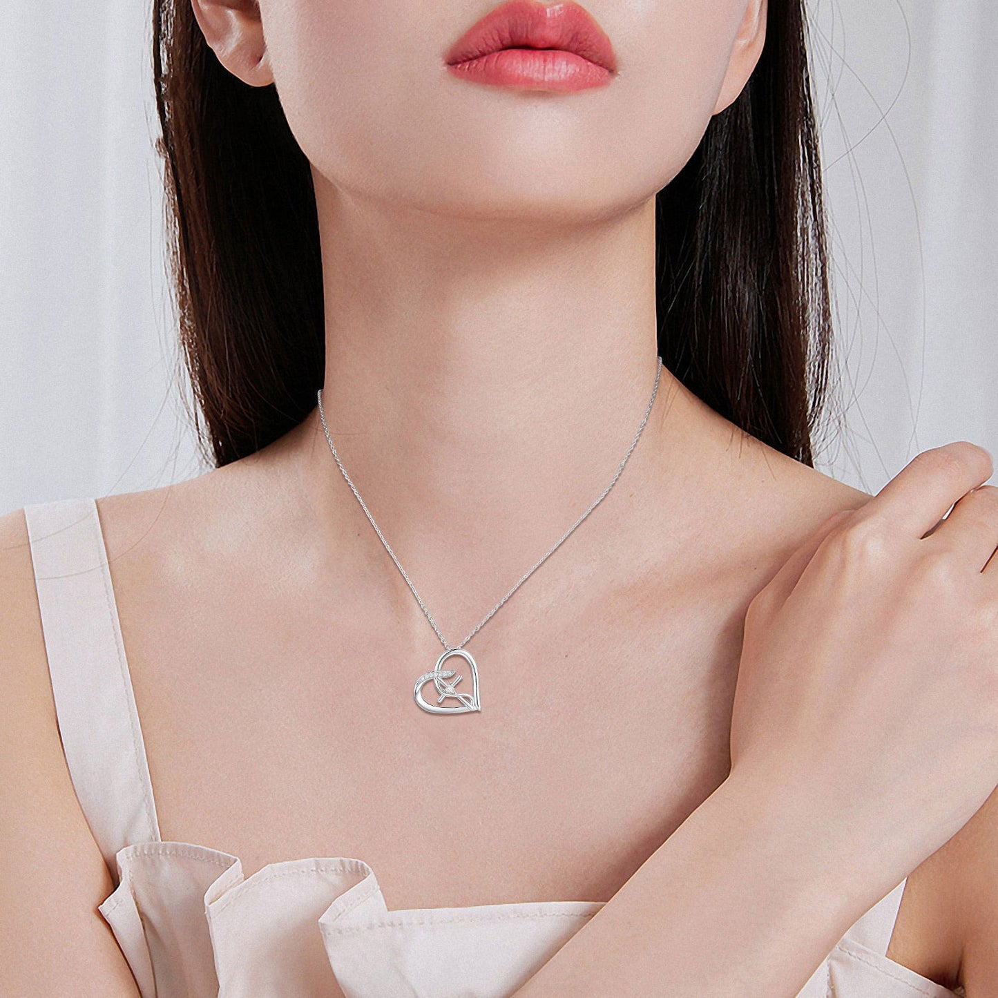 Sterling Silver Heart Cross Necklace