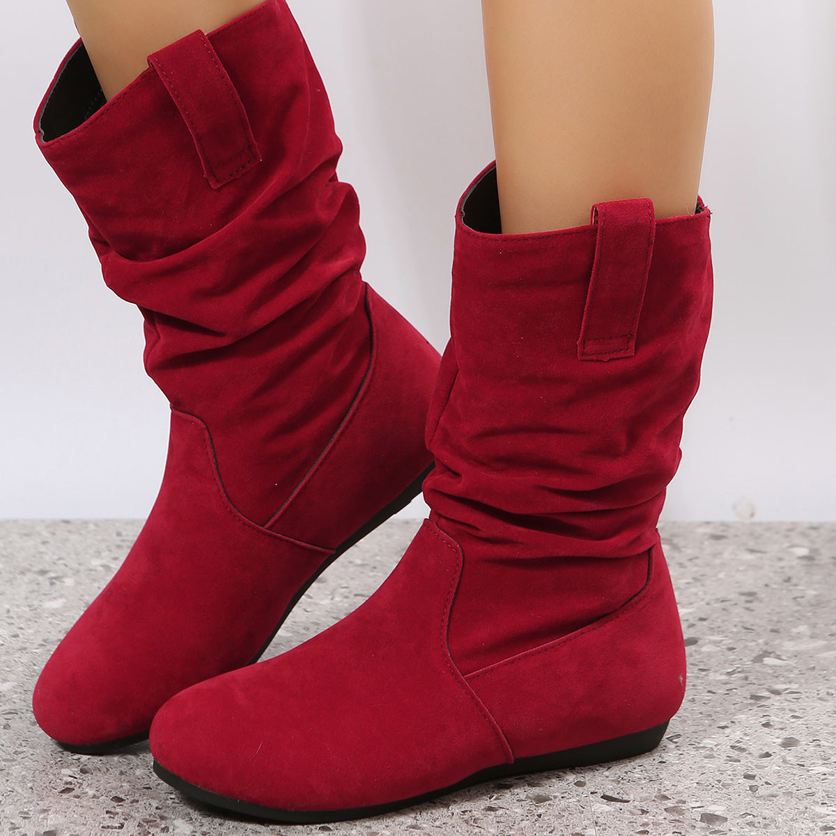 Elizabeth Ainsley Suede Mid-Calf Boots - Winter Warmth