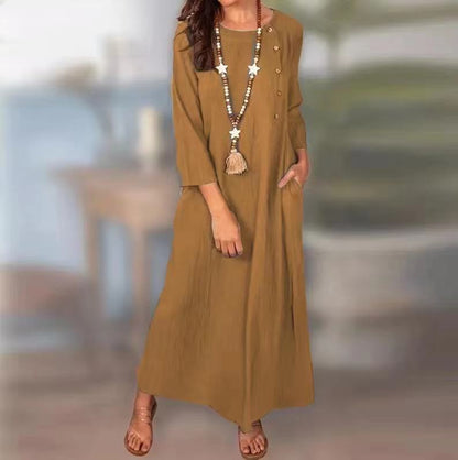 Vintage Linen Long Sleeve Dress by Elizabeth Ainsley
