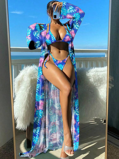 Vibrant Floral Elizabeth Ainsley Long Sleeve Bikini Set