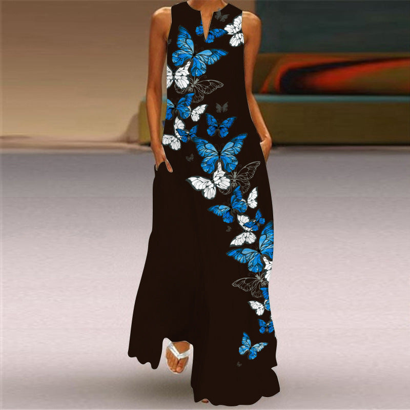 Floral Print Elizabeth Ainsley Sleeveless Maxi Dress