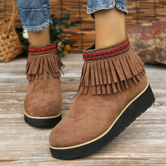 Elizabeth Ainsley Wedge Bootie - Fringe Comfort Design