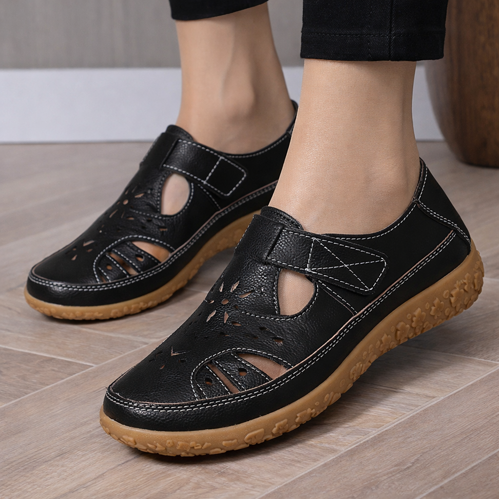 Hollowed Comfort Flat Sandals by Elizabeth Ainsley