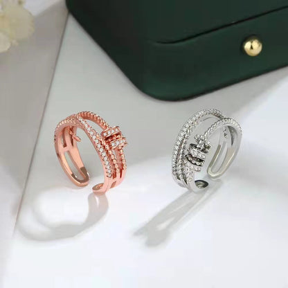 Triple Pavé Spiral Adjustable Ring