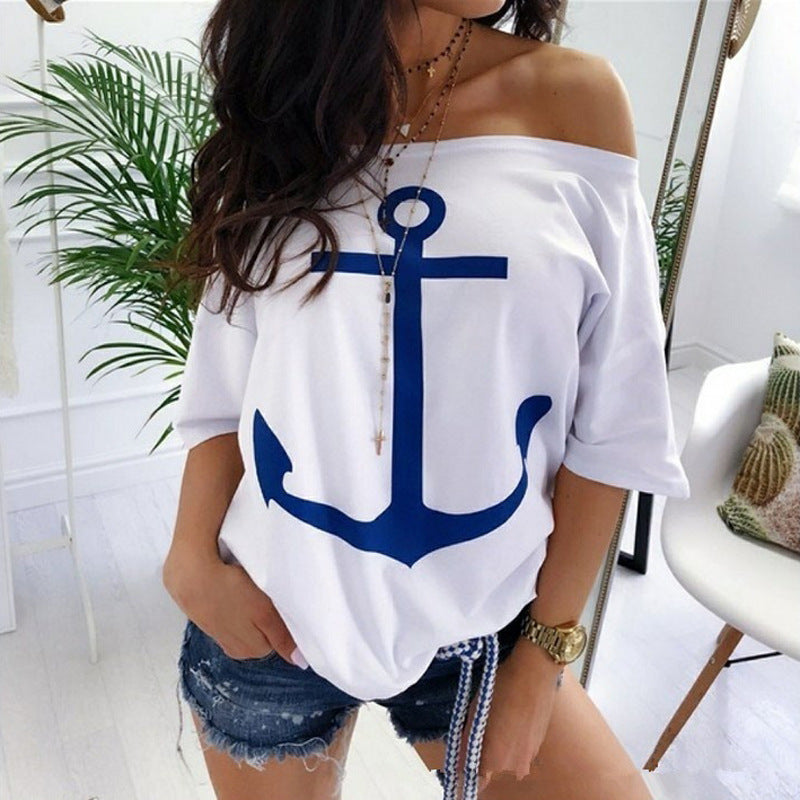 Nautical Anchor Off-Shoulder Top by Elizabeth Ainsley