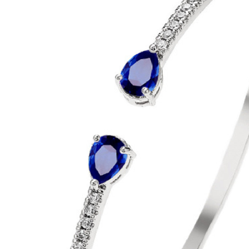 Open Cuff Bracelet with Dual Crystal Ends and Refined Silhouette