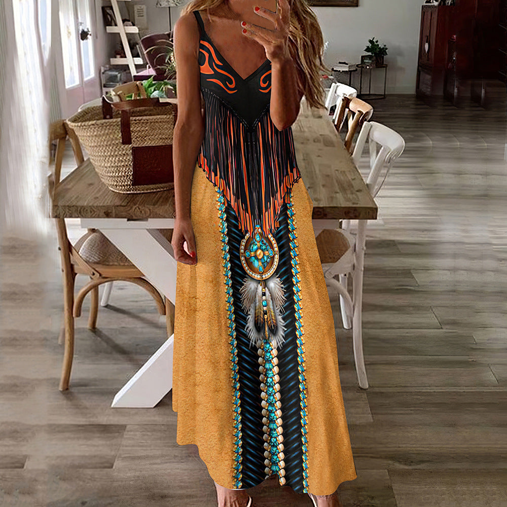 Boho Printed Elizabeth Ainsley Summer Maxi Dress