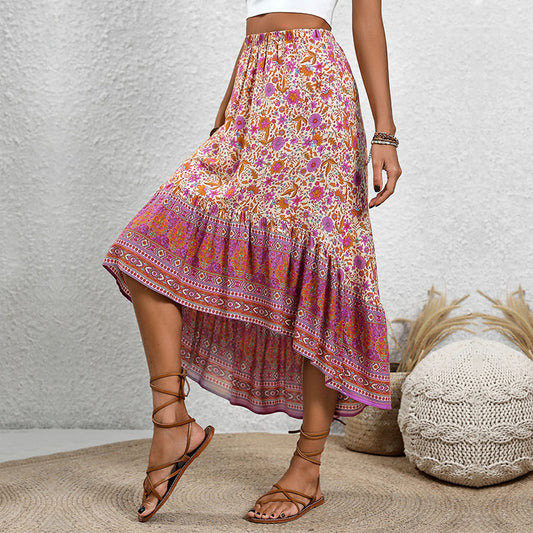 Boho Floral Elizabeth Ainsley A-Line Cotton Skirt