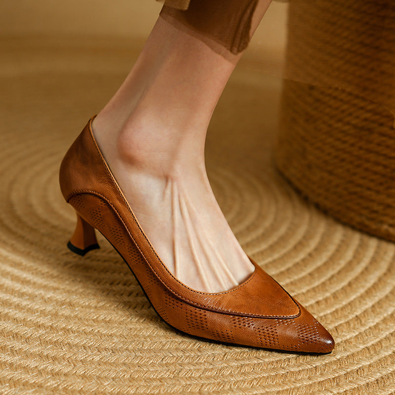 Elegant Leather Pointed Heels by Elizabeth Ainsley