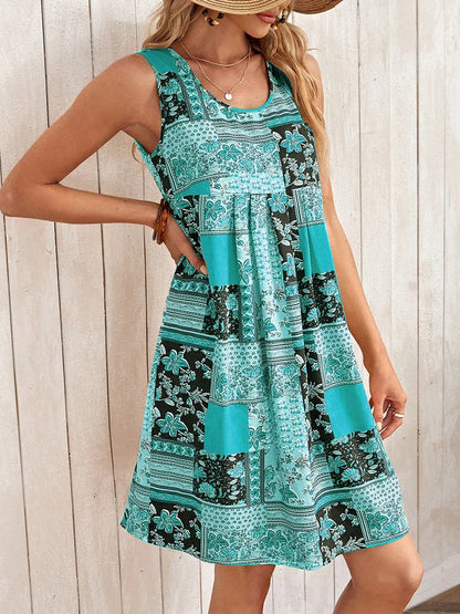 Printed A-Line Sleeveless Dress by Elizabeth Ainsley