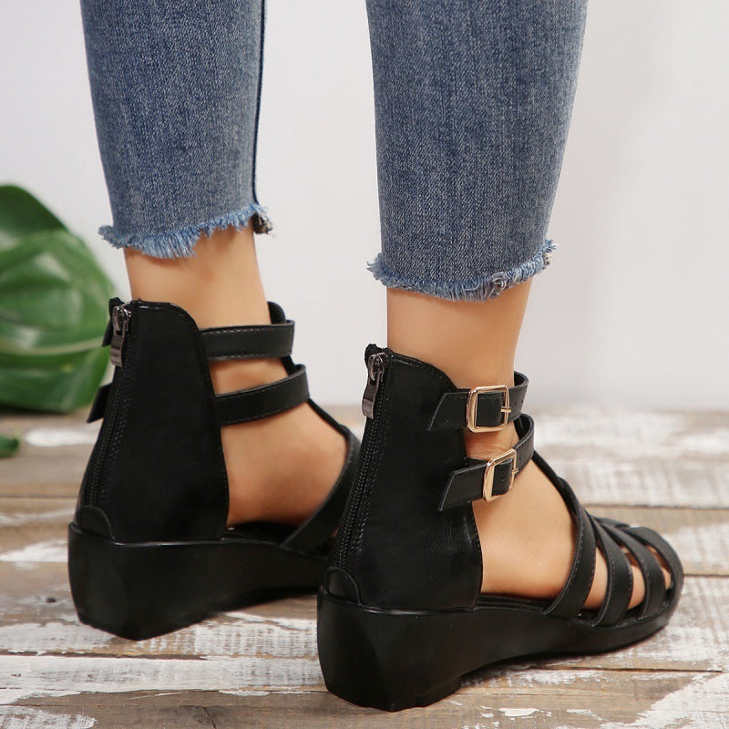 Chic Hollow-Out Wedge Sandals by Elizabeth Ainsley