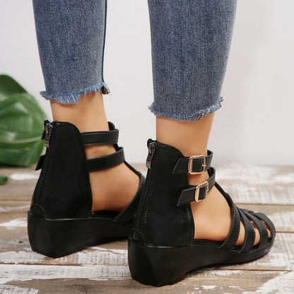 Chic Hollow-Out Wedge Sandals by Elizabeth Ainsley