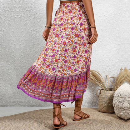 Boho Floral Elizabeth Ainsley A-Line Cotton Skirt