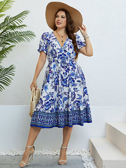 Floral V-Neck Midi Dress by Elizabeth Ainsley