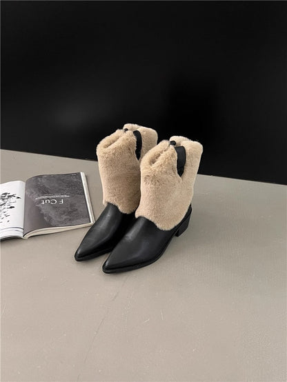Elizabeth Ainsley Velvet Thermal Booties - Pointed Toe