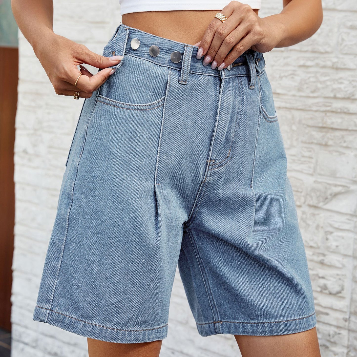 Adjustable Waist Denim Shorts Elizabeth Ainsley Women’s