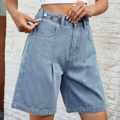 Adjustable Waist Denim Shorts Elizabeth Ainsley Women’s