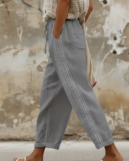 Elegant Cotton Linen Cropped Pants Elizabeth Ainsley